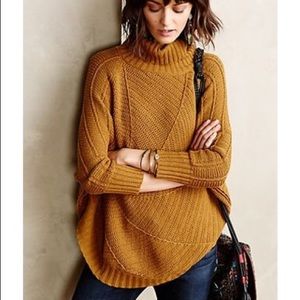 Anthropologie Mustard Cowl Neck Sweater